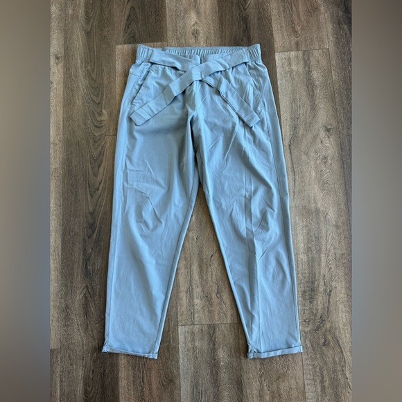 Apana Paper Bag High Waist Belted Pants.  Women’s size large. Blue in color. - Picture 1 of 7